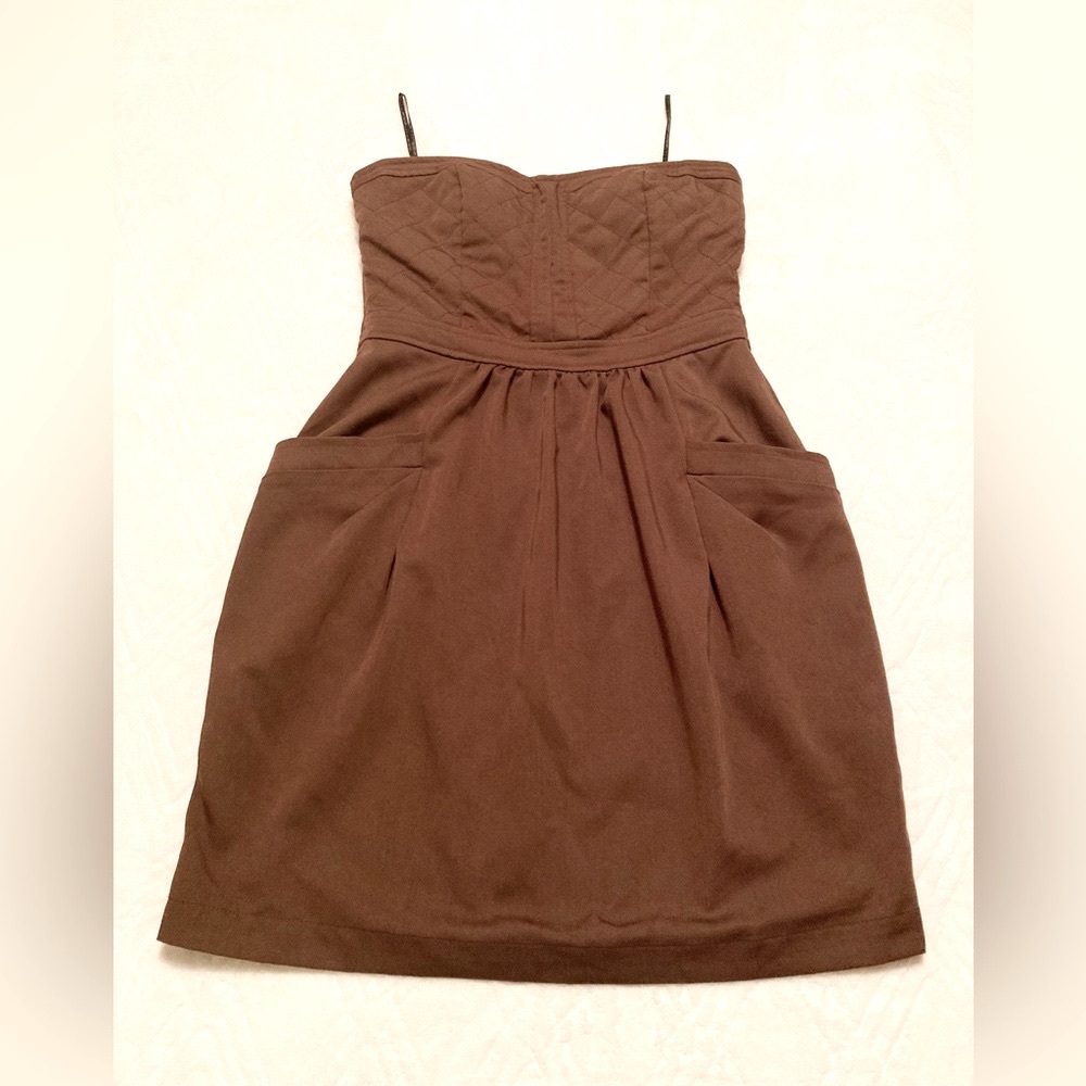 MM Couture by Miss Me Mini Strapless Brown Dress, Small